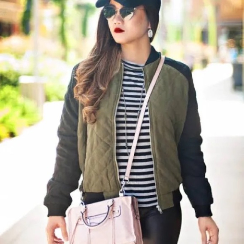 Ashely by 26 International Green & Black Bomber Jacket Size Medium!